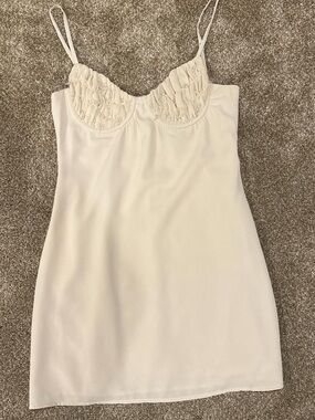 Meshki White Mini Slip Dress with Ruched Cups